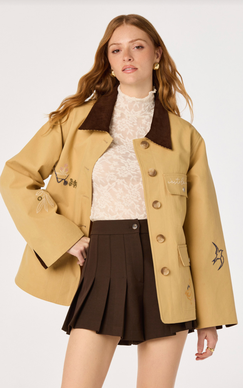 Hope Embroidered Detail Chore Jacket