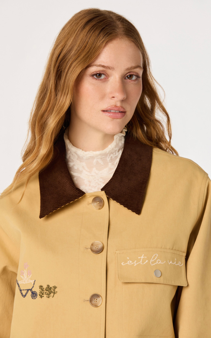 Hope Embroidered Detail Chore Jacket