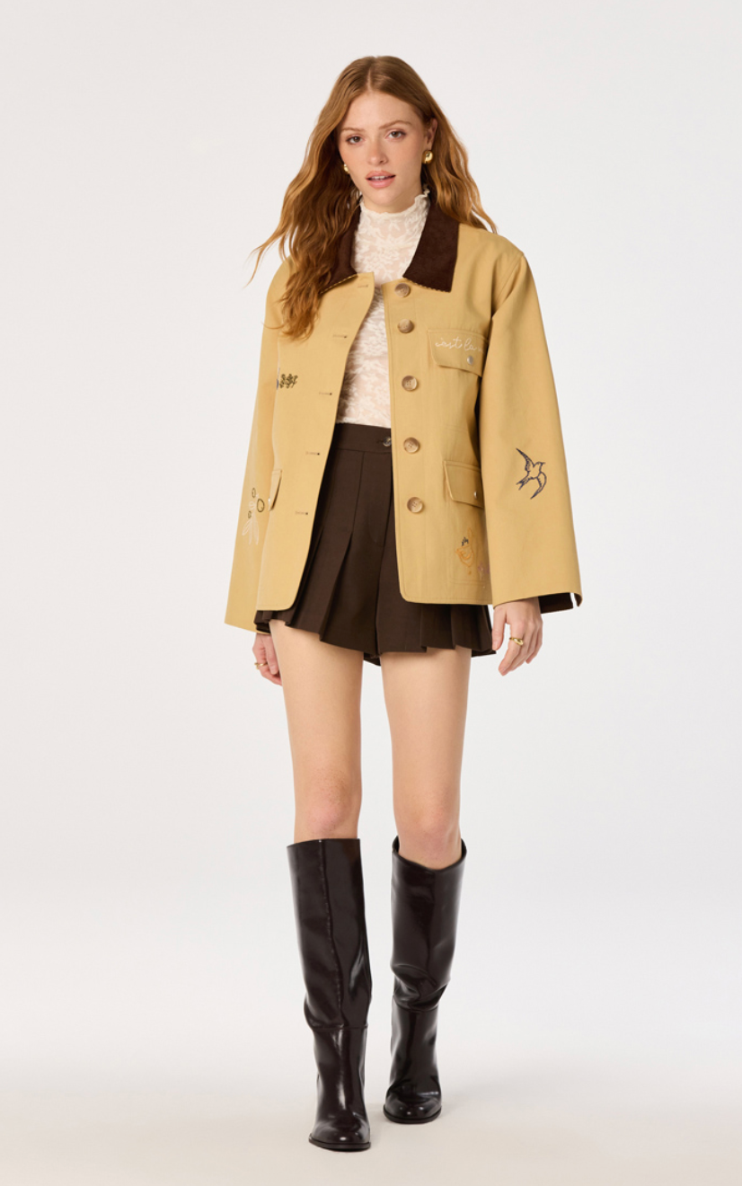 Hope Embroidered Detail Chore Jacket