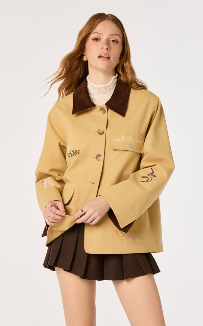 Hope Embroidered Detail Chore Jacket