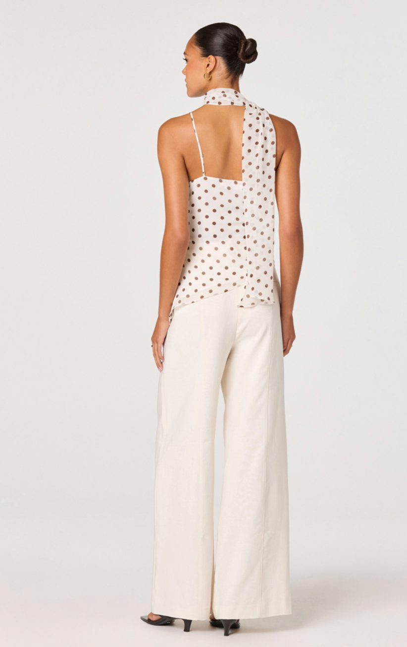 Adrie Polka Dot Scarf Detail Top