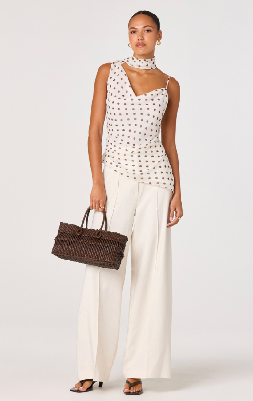 Adrie Polka Dot Scarf Detail Top