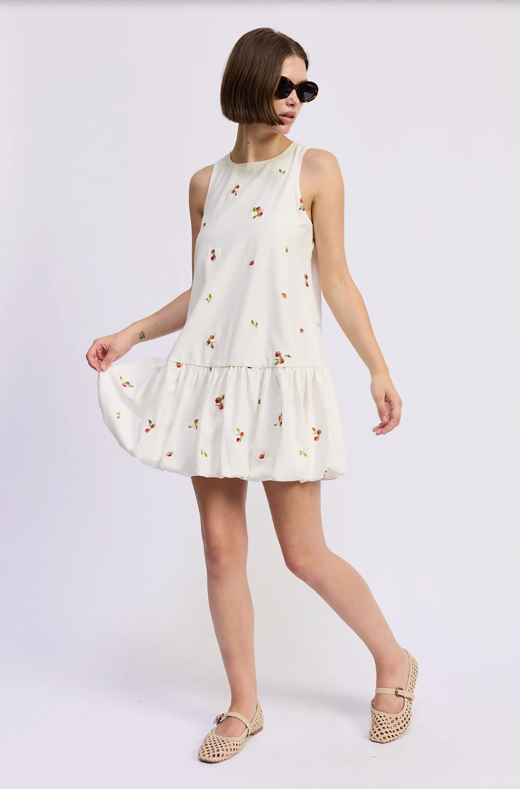 Strawberry Kiss Bubble Hem Mini Dress