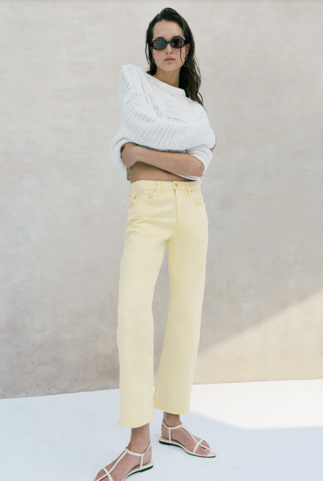 Lexi Mid Rise Bowed Straight Jean - Day Glow