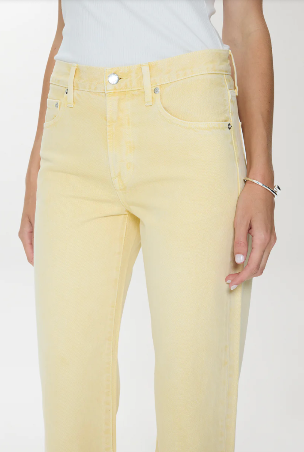 Lexi Mid Rise Bowed Straight Jean - Day Glow