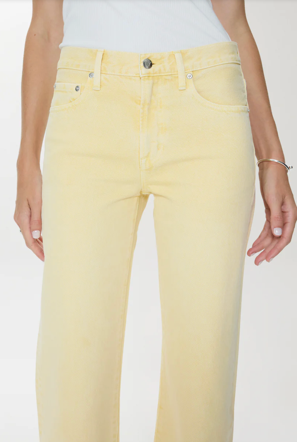 Lexi Mid Rise Bowed Straight Jean - Day Glow