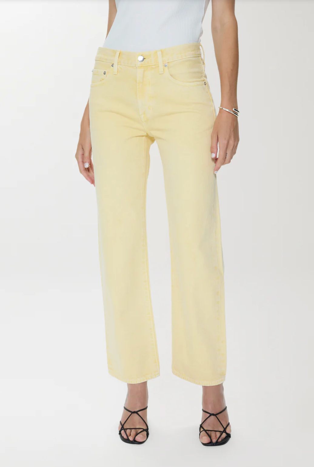 Lexi Mid Rise Bowed Straight Jean - Day Glow