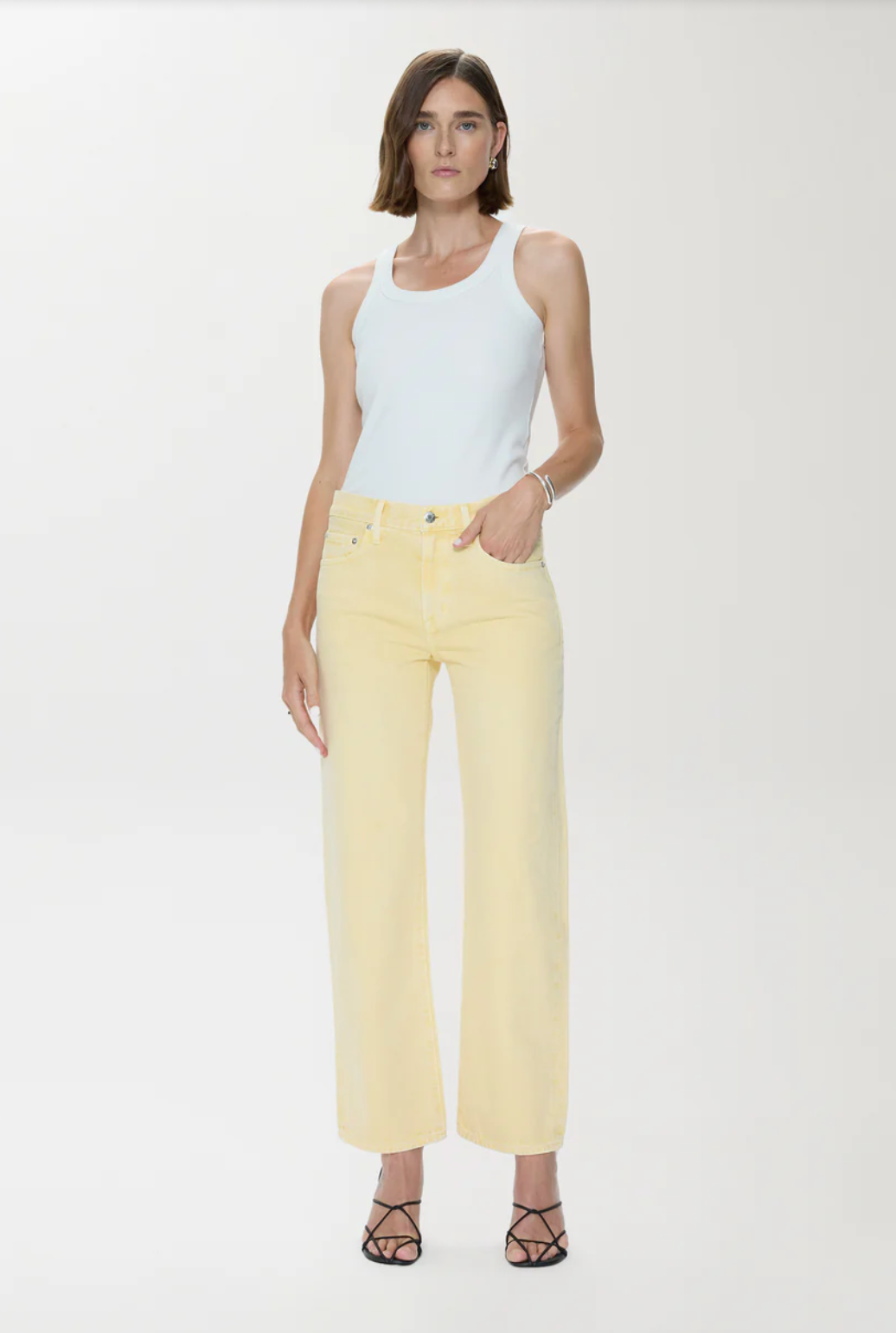 Lexi Mid Rise Bowed Straight Jean - Day Glow