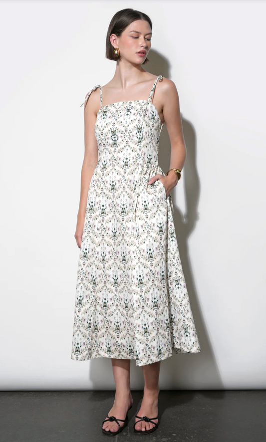 Sara Gathered Sides Sleeveless Midi Dress