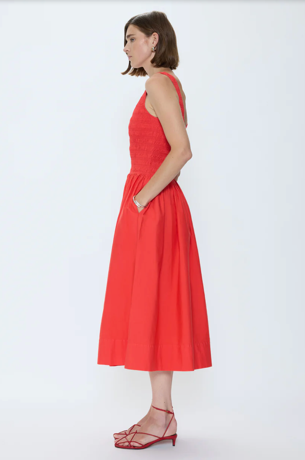 Alessia Smocked Drop Waist Dress - Maraschino