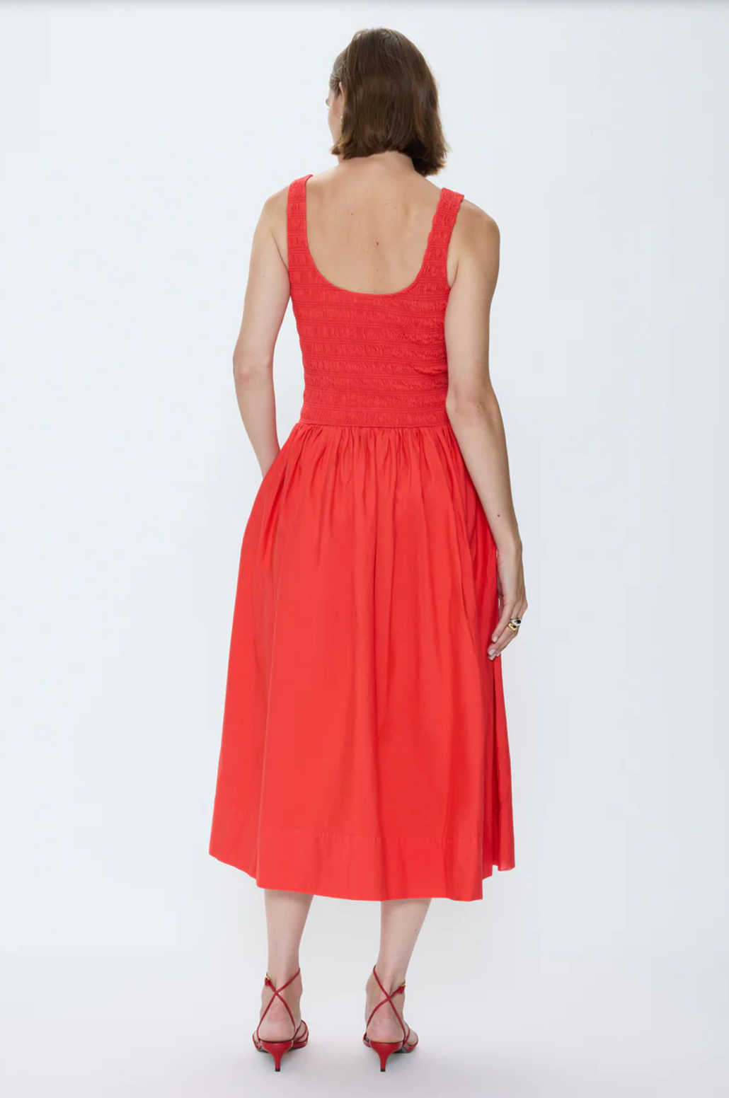 Alessia Smocked Drop Waist Dress - Maraschino
