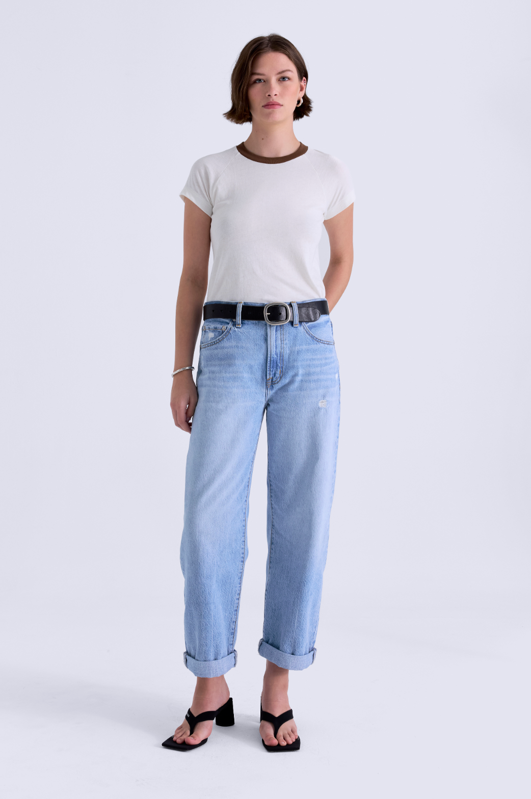 DONNY ROLLED HEM BOYFRIEND JEAN - OLD BLUES