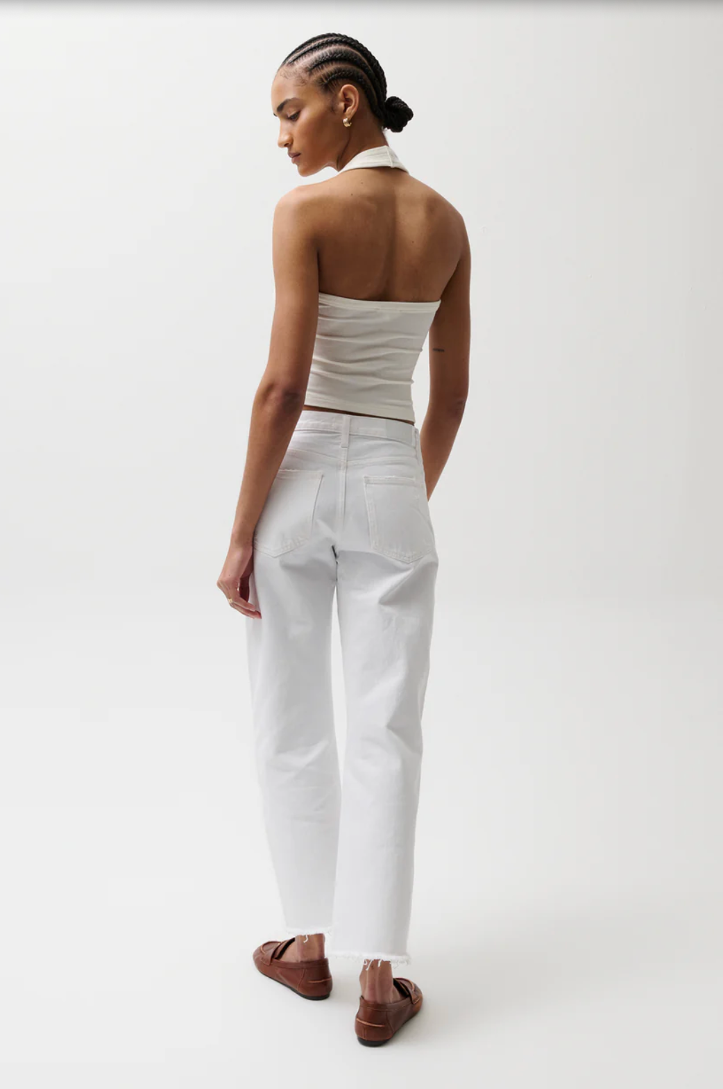 Lexi Mid Rise Bowed Straight Jean - Luxe White Vintage