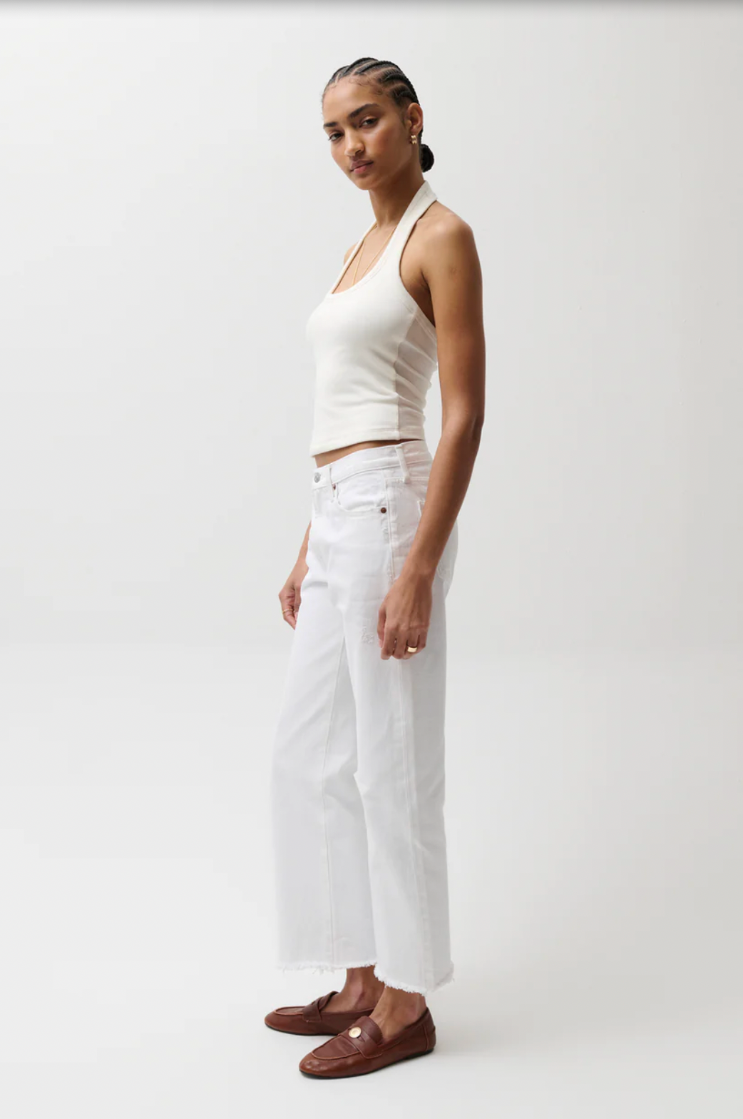 Lexi Mid Rise Bowed Straight Jean - Luxe White Vintage