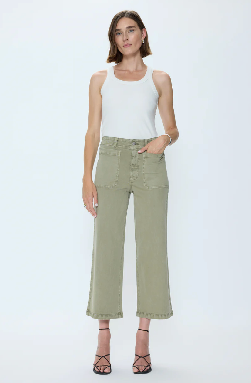 Zooey Patch Pocket Utility Pant - Slate Green