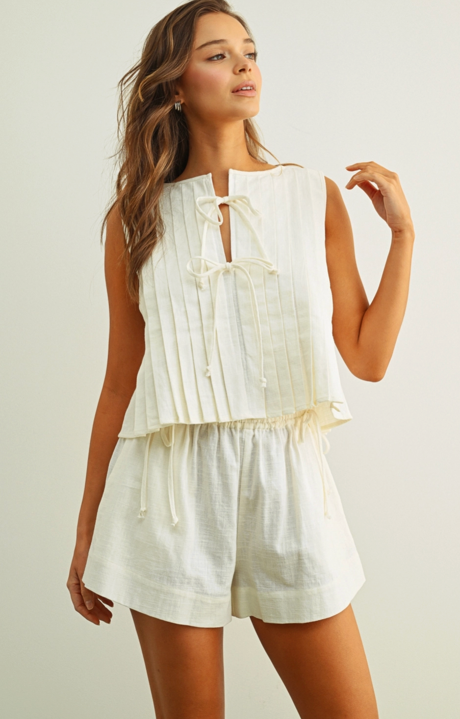Sasha Pleated Top - White