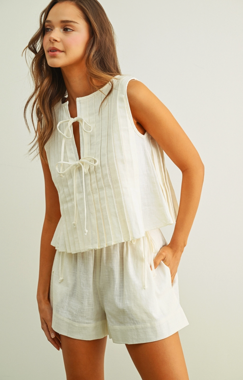 Sasha Pleated Top - White
