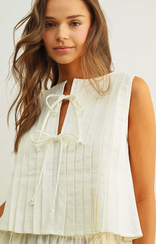 Sasha Pleated Top - White