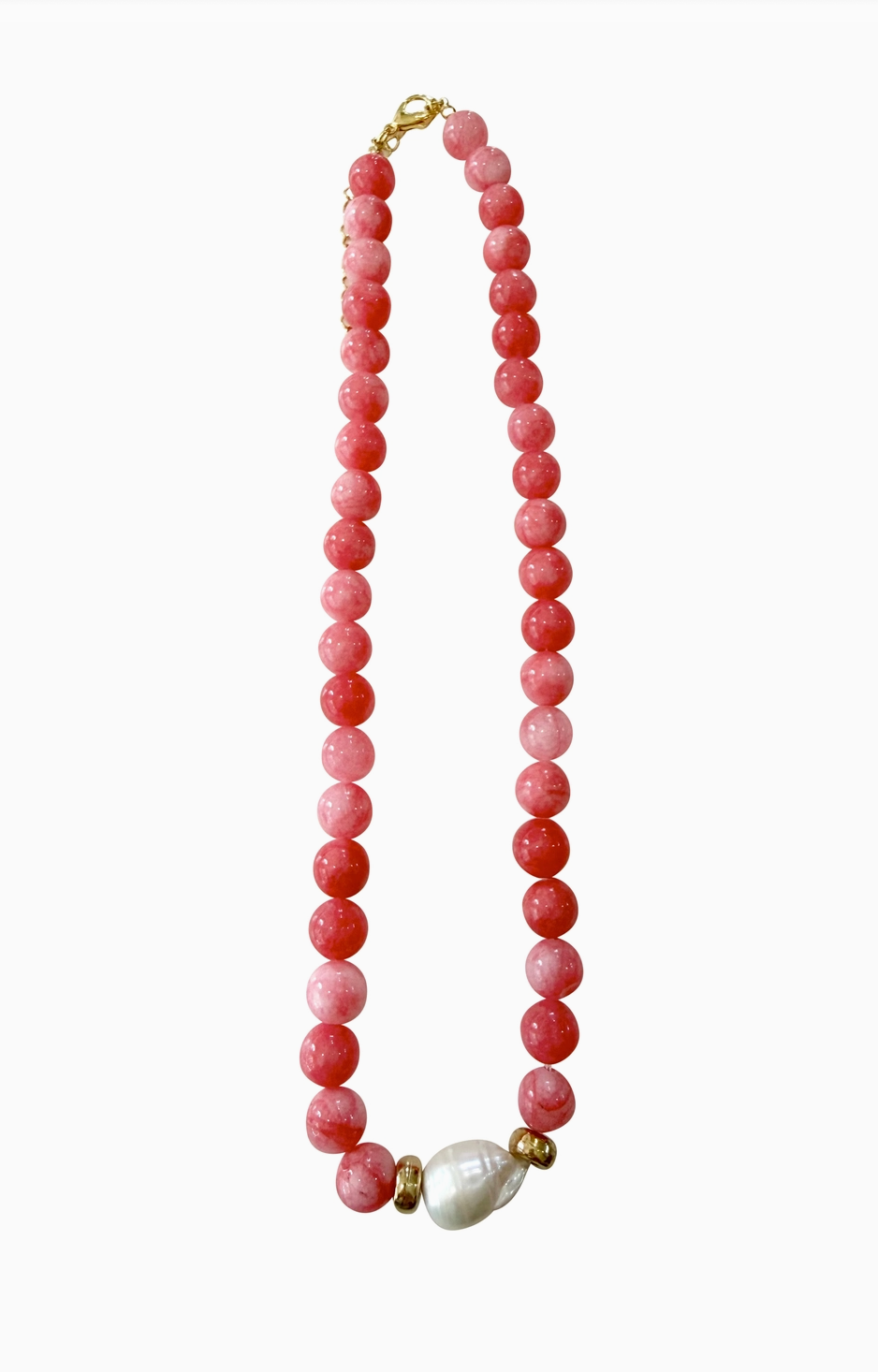 Brenna Coral Beaded Necklace with Pearl Accent