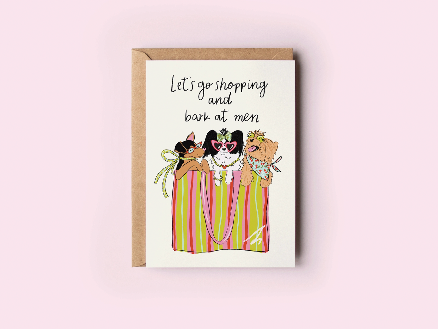 Shopping & Bark At Boys Dogs Girl's Day Greeting Card