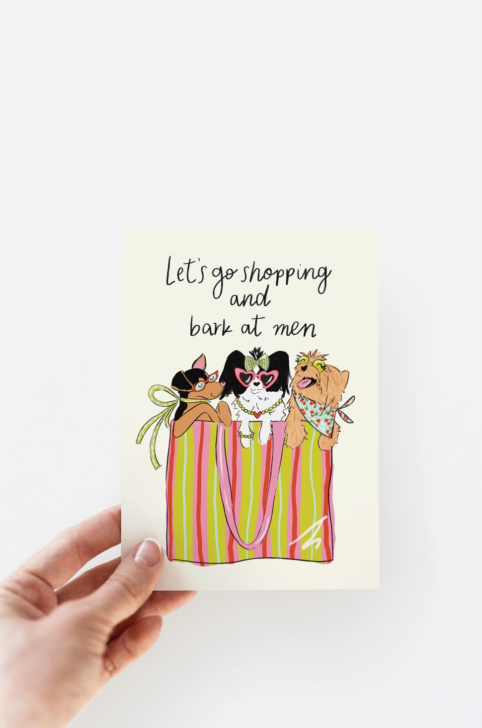 Shopping & Bark At Boys Dogs Girl's Day Greeting Card