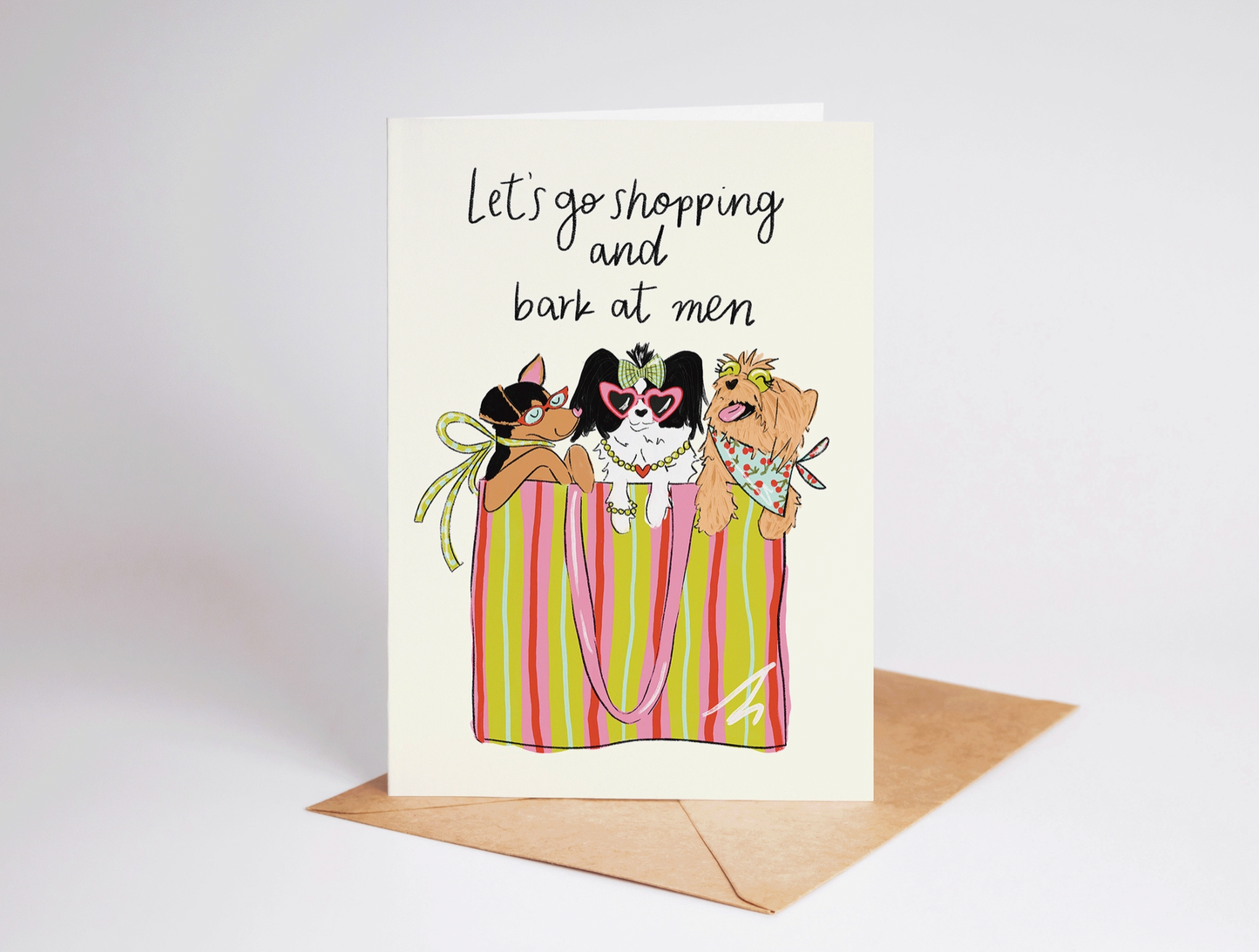 Shopping & Bark At Boys Dogs Girl's Day Greeting Card