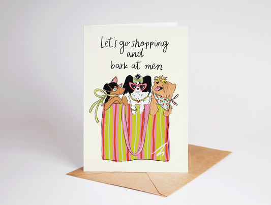 Shopping & Bark At Boys Dogs Girl's Day Greeting Card