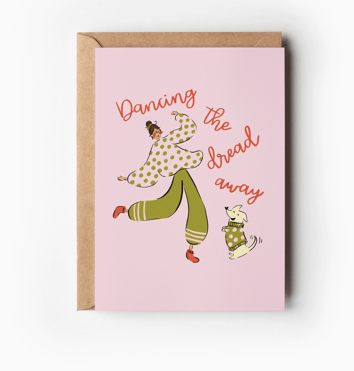 Dancing the Dread Away Dog Greeting Card