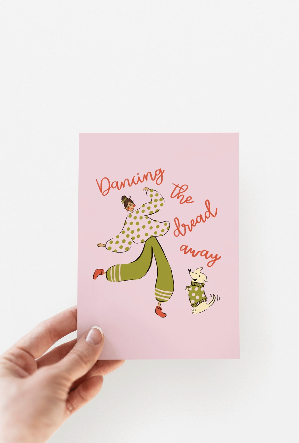 Dancing the Dread Away Dog Greeting Card