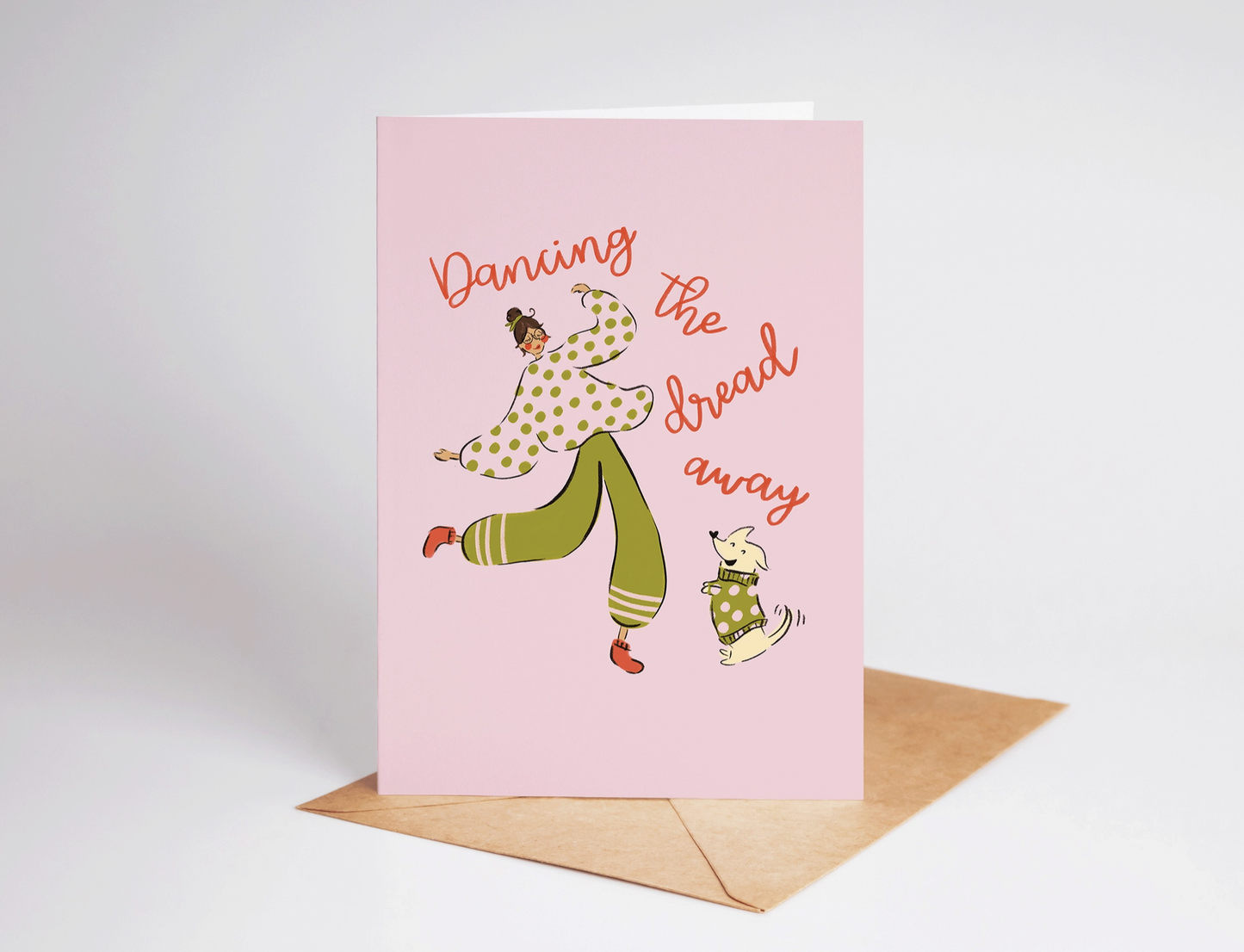 Dancing the Dread Away Dog Greeting Card