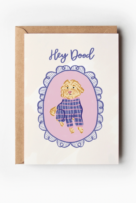 Hey Dood Doodle Dog Greeting Card