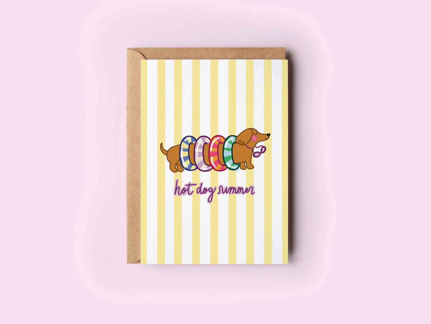 Hot Dog Summer Weenie Dog Dachshund Coastal Greeting Card