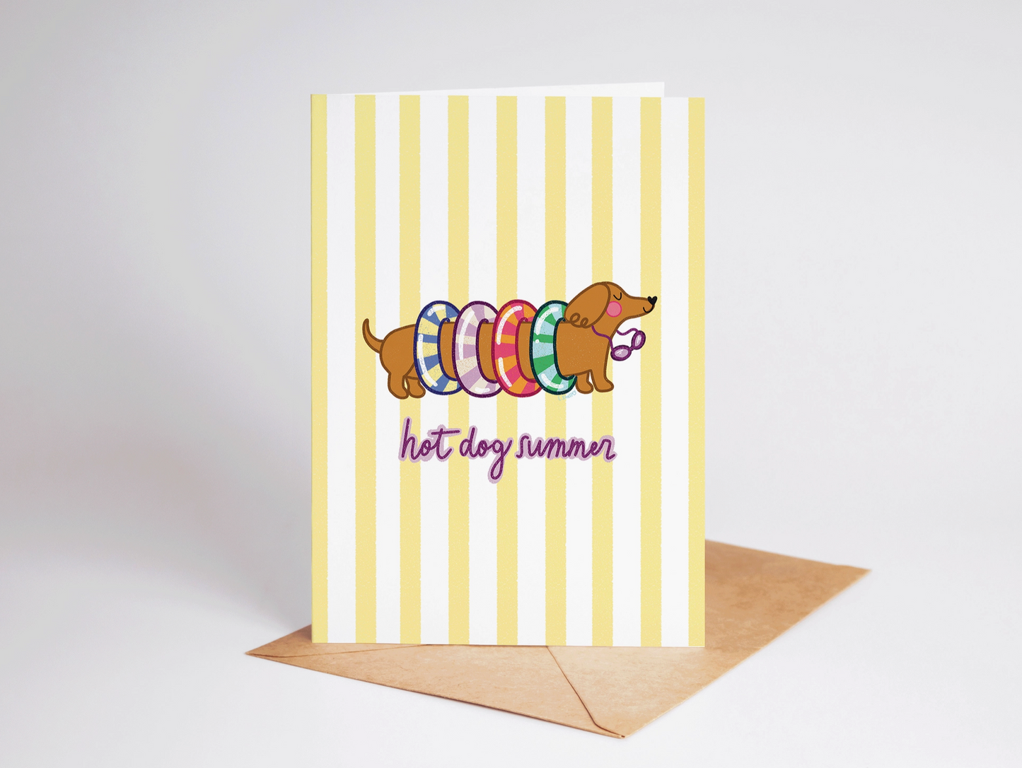 Hot Dog Summer Weenie Dog Dachshund Coastal Greeting Card