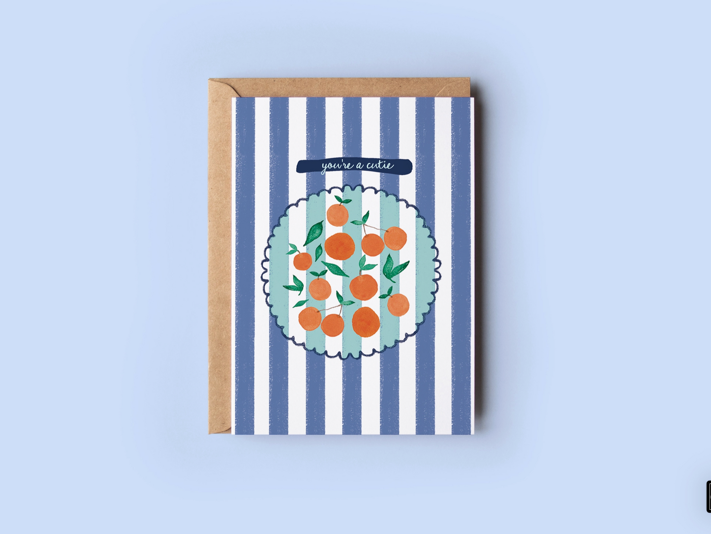 You're A Cutie Oranges Fruit Striped Greeting Card