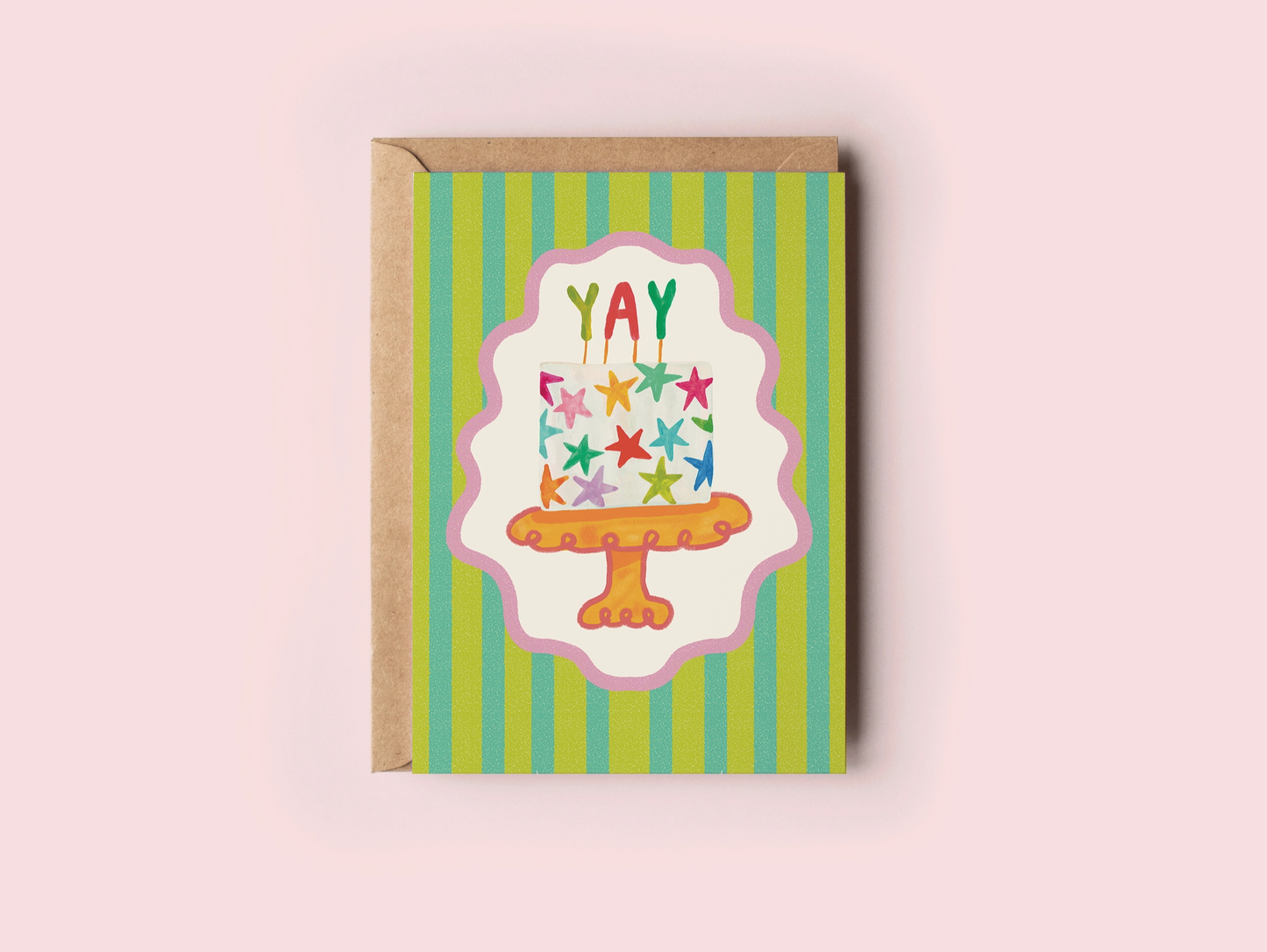 Yay Star Cake Celebration Congrats Cake Greeting Card