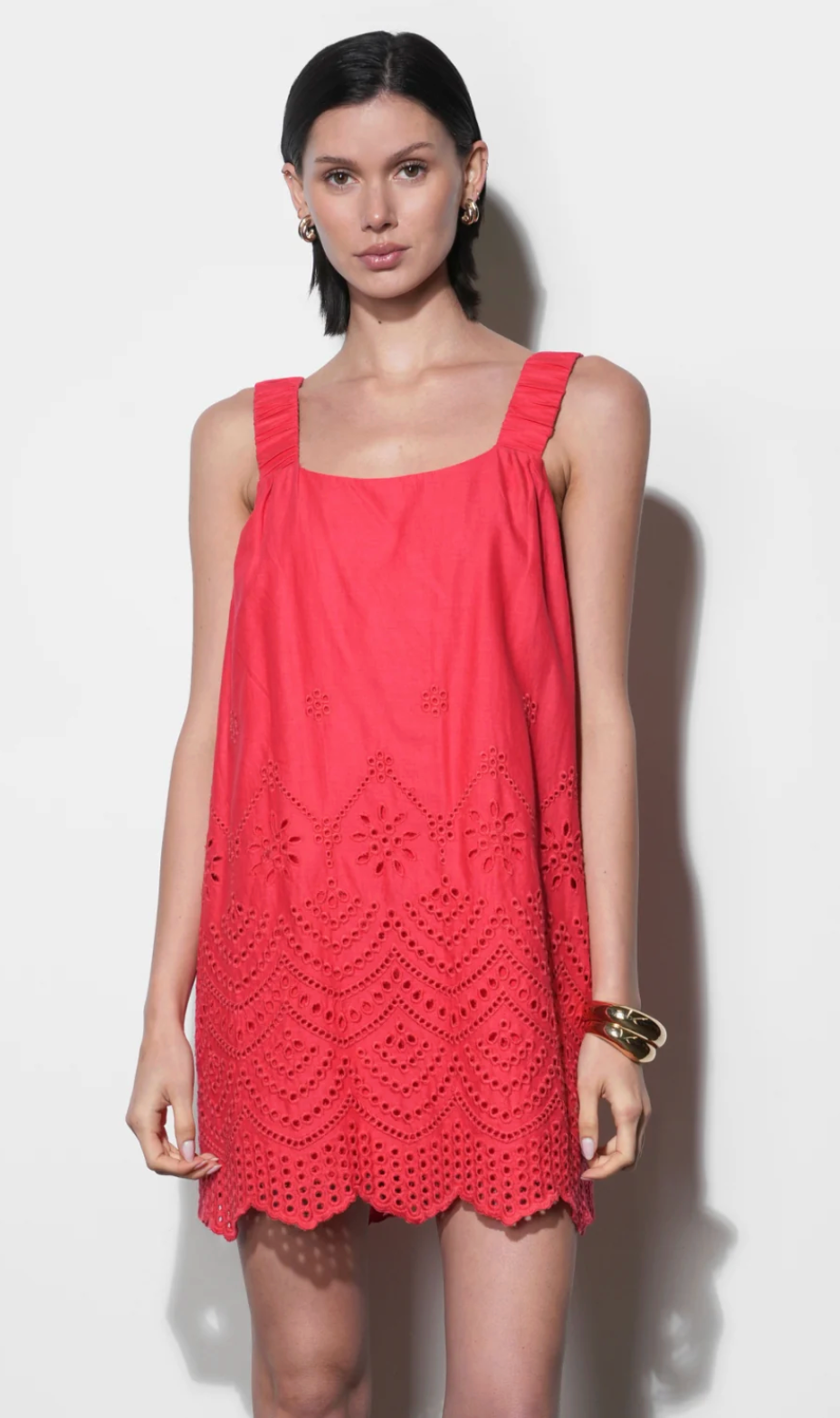 Kallie Linen Blend Embroidered Mini Dress