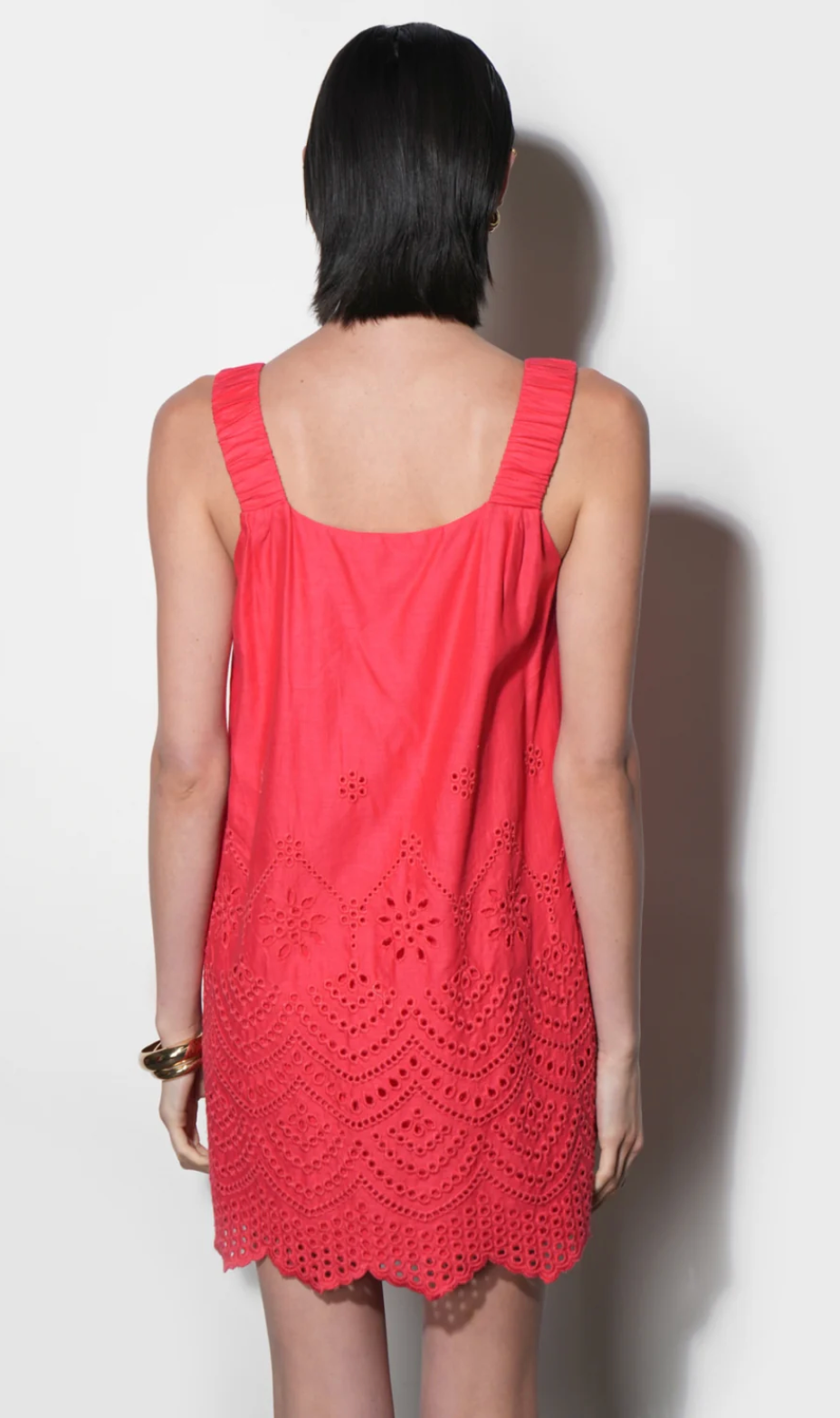 Kallie Linen Blend Embroidered Mini Dress