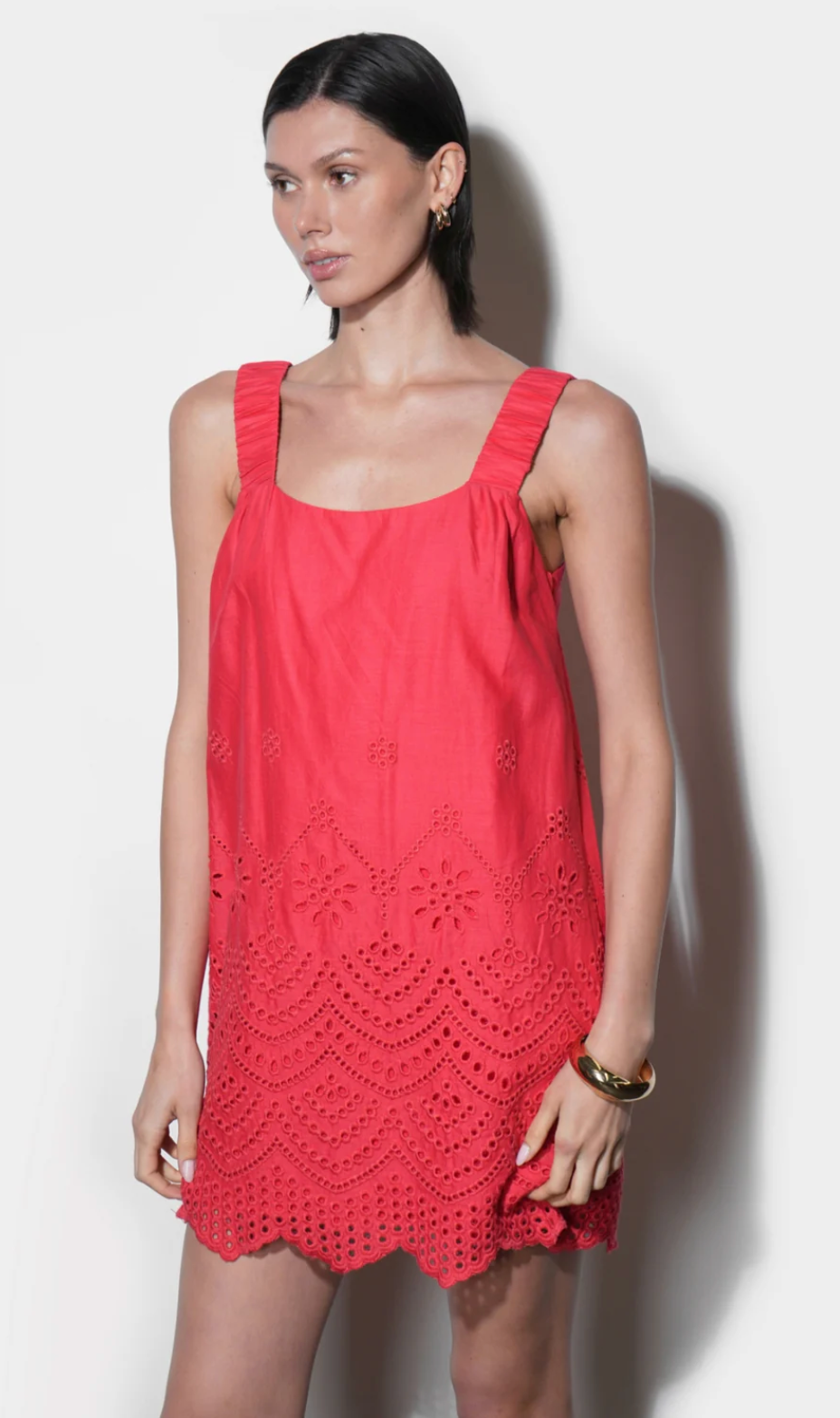 Kallie Linen Blend Embroidered Mini Dress