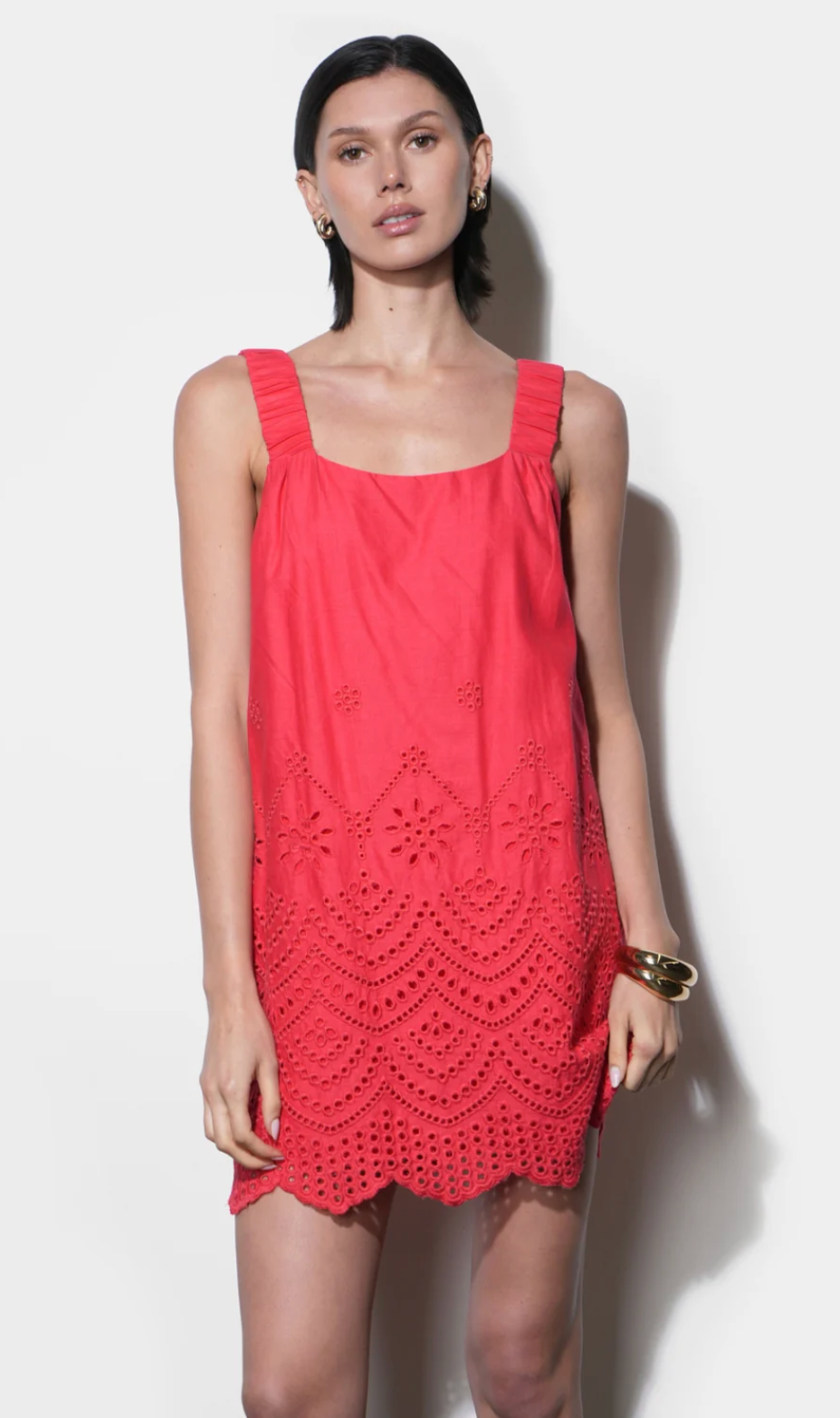 Kallie Linen Blend Embroidered Mini Dress