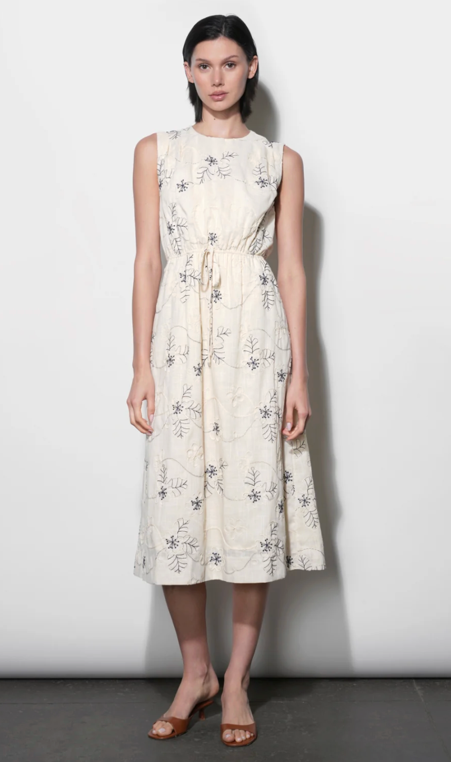 Camden Embroidered Sleeveless Dress W/ Back Cut Out