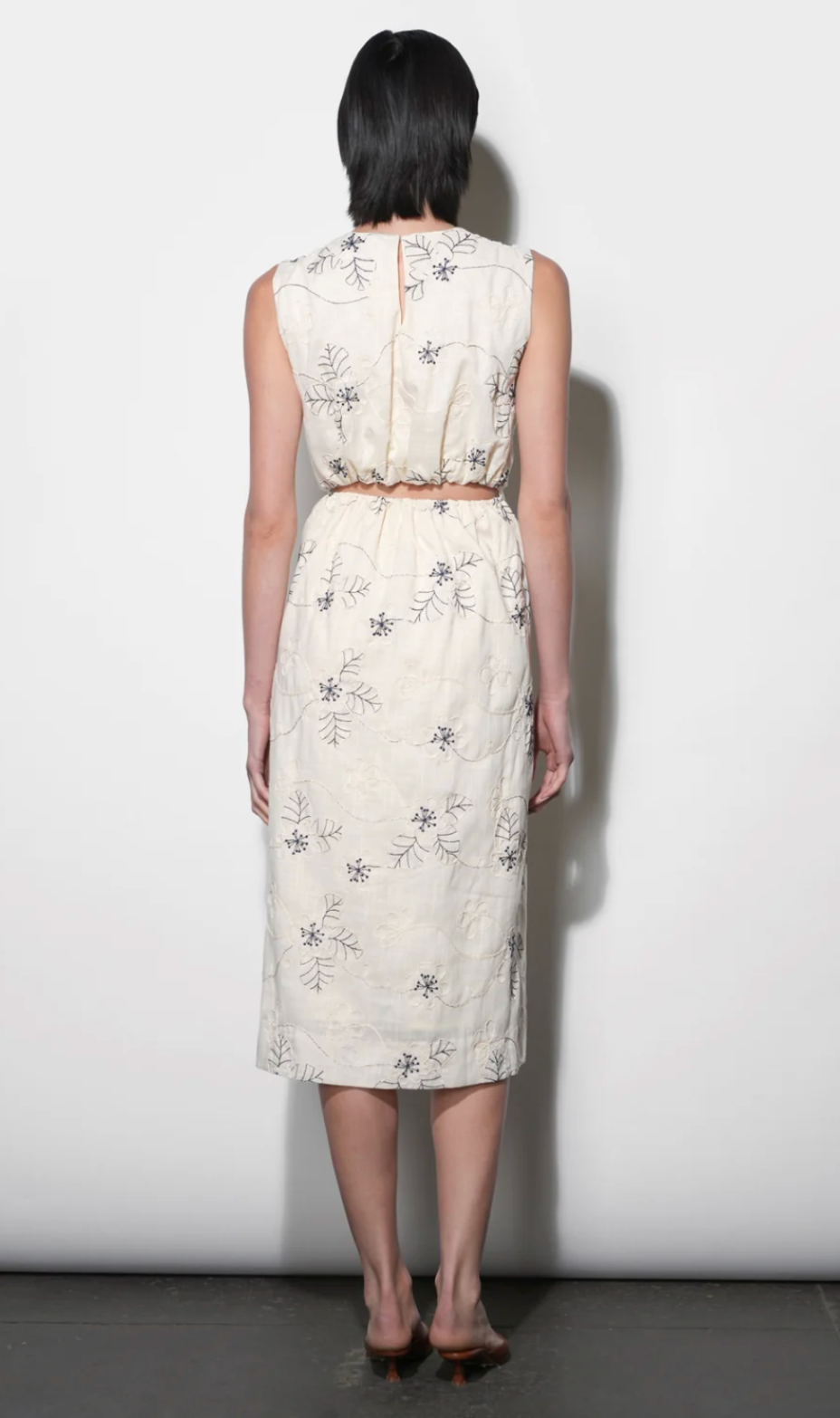 Camden Embroidered Sleeveless Dress W/ Back Cut Out