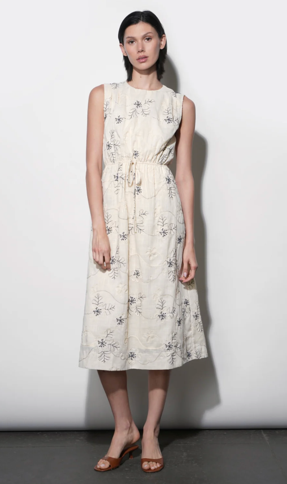 Camden Embroidered Sleeveless Dress W/ Back Cut Out