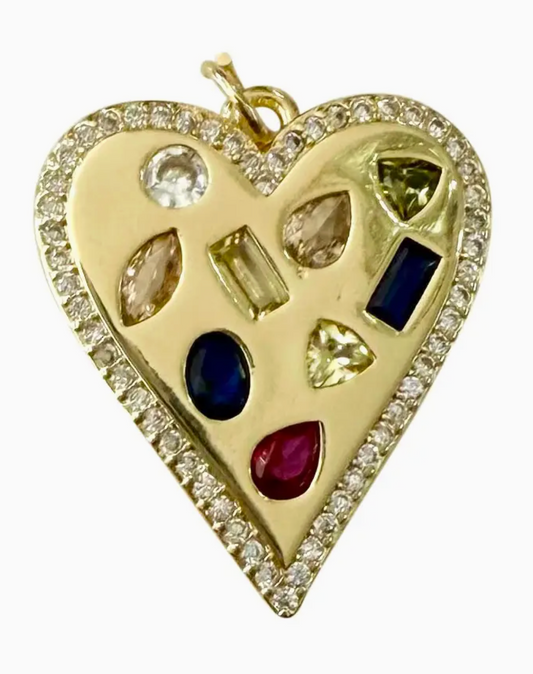 Gold Multi Gem Heart