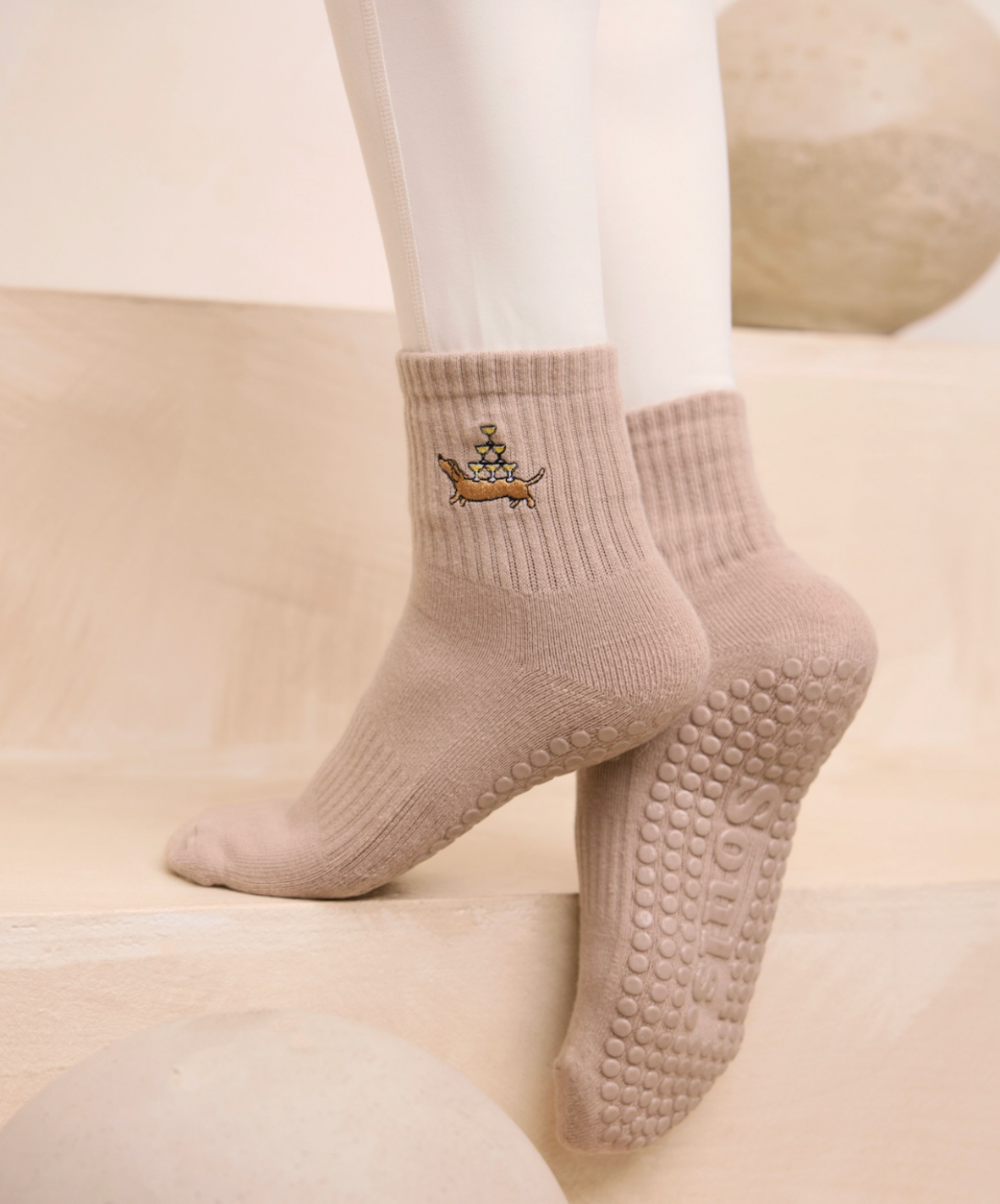Champagne Pup Grip Socks