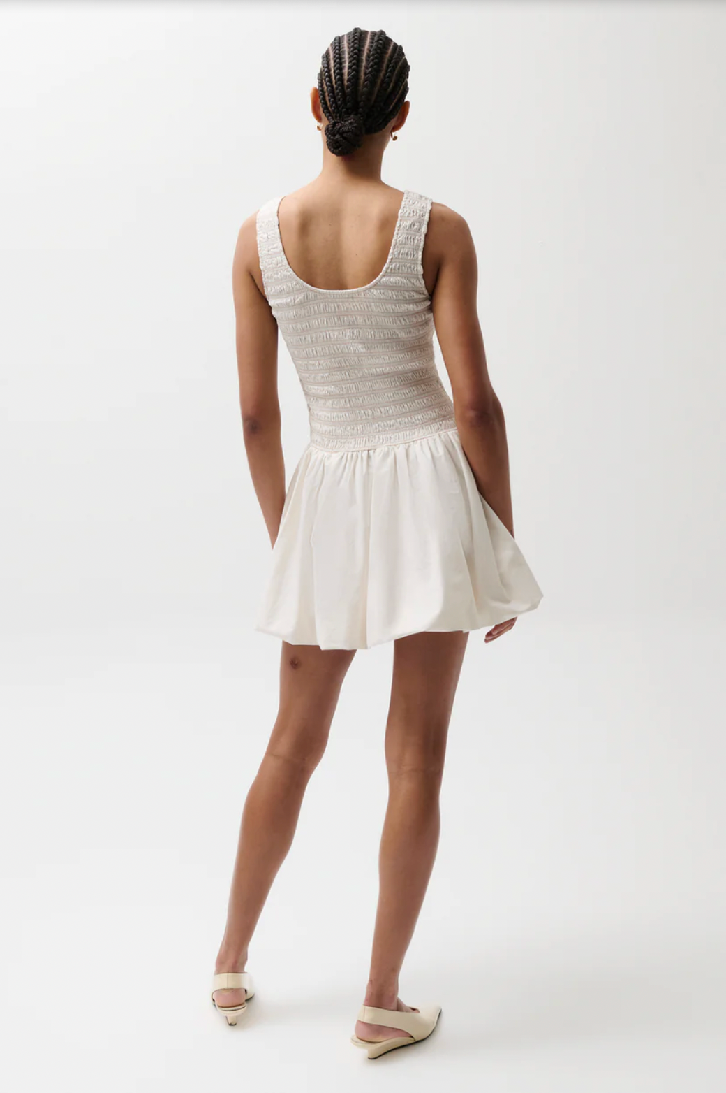 Ilona Bubble Hem Dress - Soft White