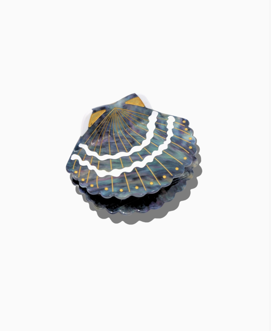 Ocean Blue Hand-Painted Sea Shell Claw Hair Clip
