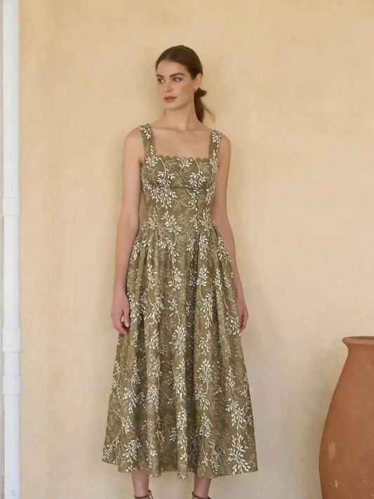 Annie Green Leafy Midi Dress