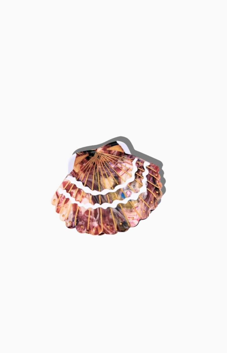 Maroon Hand-Painted Sea Shell Claw Hair Clip