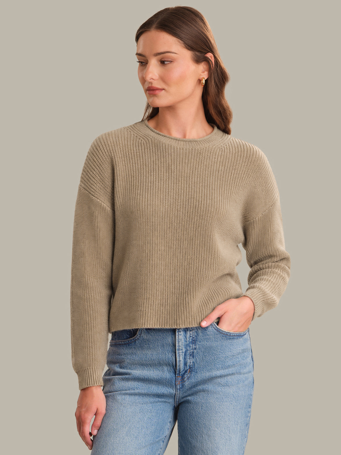 DAPHNE CROPPED PULLOVER - MUSHROOM HEATHER