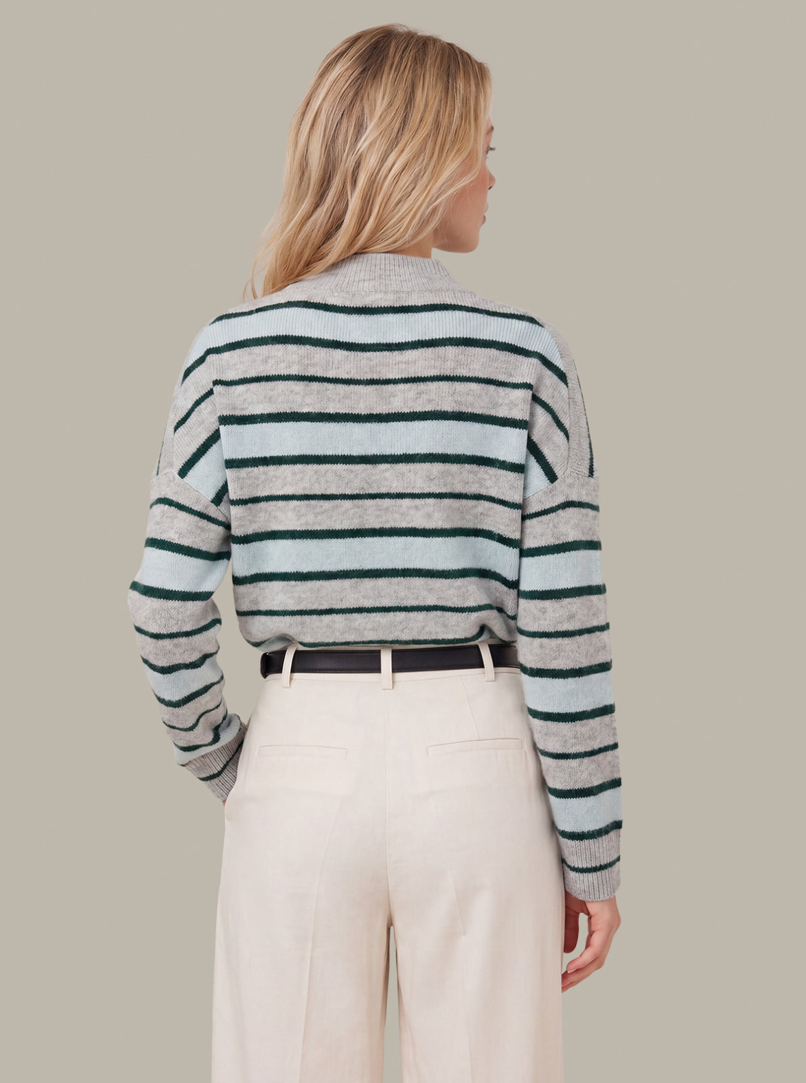 BEXLEY HIGH V CROPPED PULLOVER - GREY PEARL COMBO